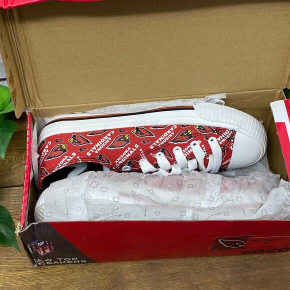 Arizona Cardinals Low Top Logo Sneakers Shoes Canvas FOCO New in Box Size 8 - Picture 6 of 8